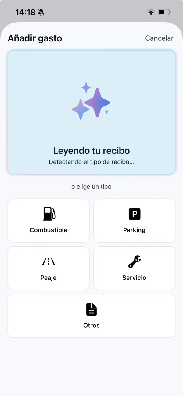 MyGarage analizando el recibo fotografiado