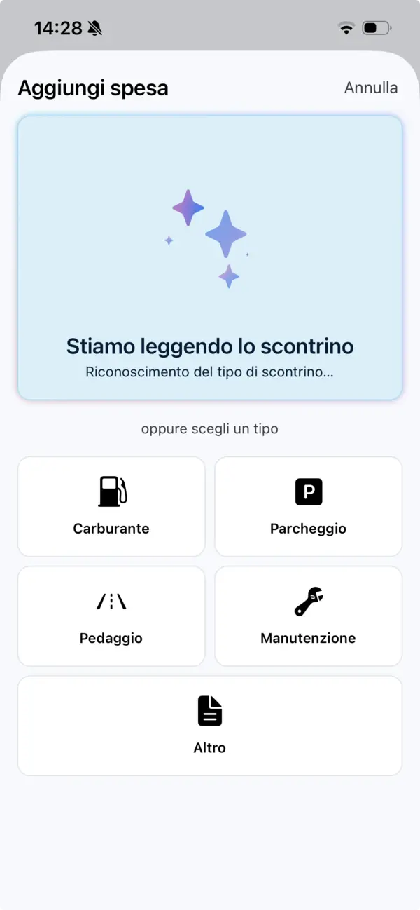 MyGarage analizza la ricevuta fotografata