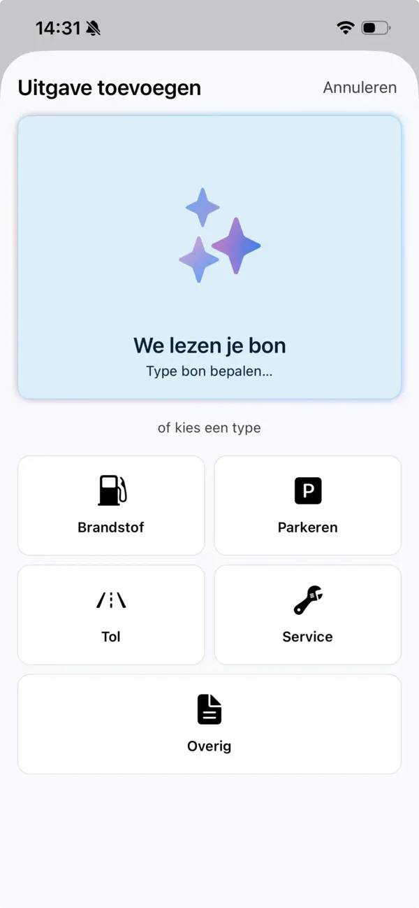 MyGarage analyseert de gefotografeerde bon