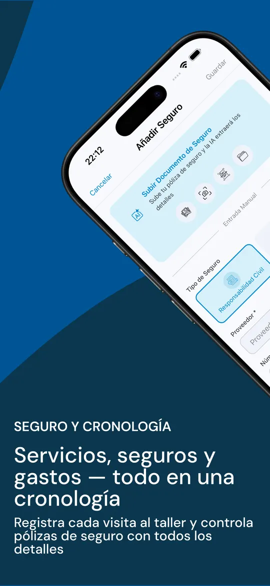 Añadiendo una póliza mientras la IA lee el documento y rellena los datos