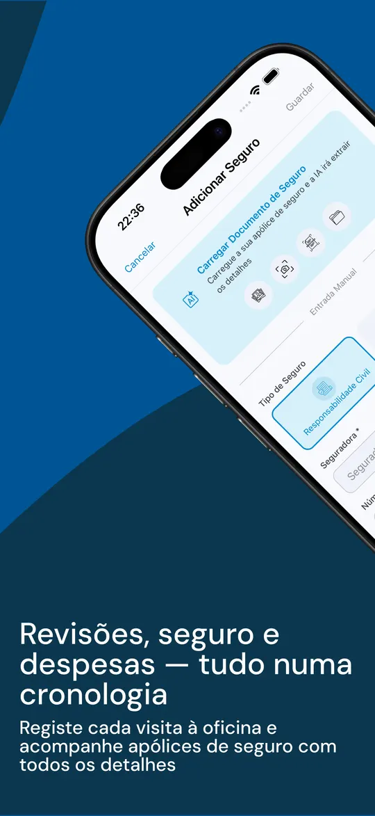 Adicionar uma apólice enquanto a IA lê o documento e preenche os campos